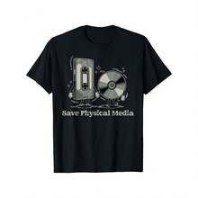 Save Physical Media - VHS CD DVD Blu-Ray Vinyl Record T-Shirt - Negro - Ver 1