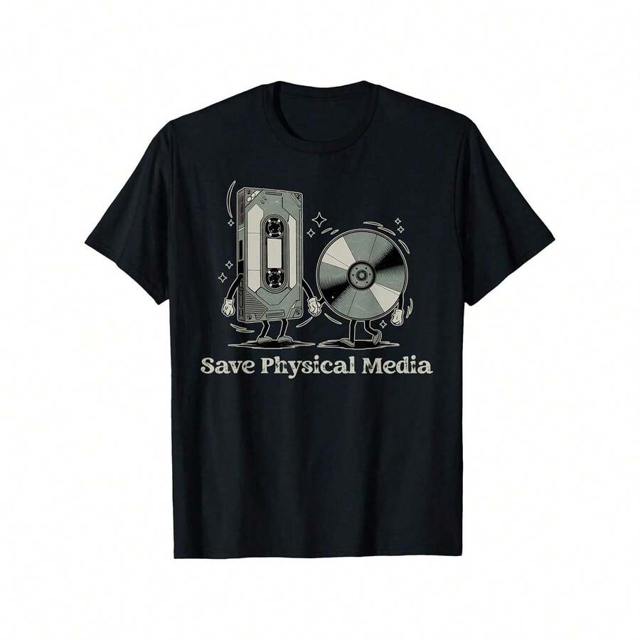 Save Physical Media - VHS CD DVD Blu-Ray Vinyl Record T-Shirt - Negro - Ver 1