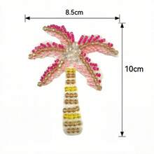 1pc Handmade Beaded Sew-On Patch, Ocean Theme Starfish, Shell, Coconut Tree And Seahorse Pattern, Suitable For Clothing, Pants, Hats, Headwear, Bags DIY Patch, Hand Sewn, Summer Decoration - Multiple Styles - View 14