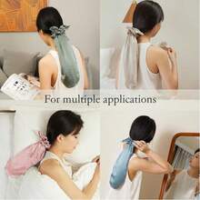 Faux Silk Long Bonnet Satin Hair Scrunchie & Hair Cap Set, Long Hair Protective Sleep Cap Hair Care Bag, Home Long Tail Style Sleep Cap - Long Tail Hair Bag - View 11