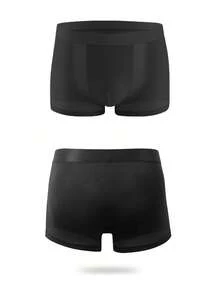 4pcs/Pack Men's Solid Color Casual Boxer Briefs, Elastic Sports Icy Silk Shorts, Daily Casual Underwear, Solid Color Semi-Sheer Boxer Briefs, Suitable For Summer Daily Wear, Homewear, Men's Gift, Christmas, Valentine's Day, Anniversary - Multicolor - View 3