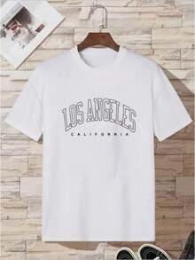 Men's Letter Print T-Shirt - White - View 2
