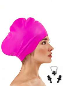 Unisex Oversized Swim Cap, Ponytail Design, Suitable For Long And Thick Curly Hair, Dreadlocks, Braids, Afro Hair, Silicone Material, Keeps Hair Dry, Beach Essential, Beach Accessory, Pool Float - Multicolor - View 20