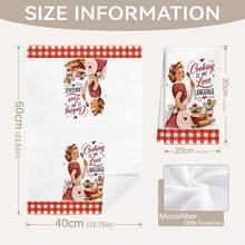 MEMNUN 2 Pcs Black Plaid American Retro 50s Housewife Cooking Slogan Printed Pattern Kitchen Towels, Dish Towels, Hand Towels, Dish Cloths, Home Decor, Kitchen Decor, Cooking Baking Hand Towels, Kitchen Accessories, Machine Washable, Cleaning Supplies, Suitable For Restaurant Kitchen, Home Decor And Gifts, All Season Use, 40*60cm/45*70cm, Super Soft Microfiber - Multicolor - View 3