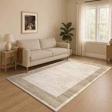 1pc Light Apricot Striped Area Rug, Living Room Carpet, Area Rug, Small Area Rug, Mat, Home Decor, Large Living Room Carpet, Round Carpet, Living Room Home Decor, Room Decor, Washable Carpet - Multicolor - View 9