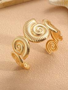 NAIZHU 1/3pcs Teen Fashion Ocean Style Starfish Shell Conch Metal Bracelet Daily Party Vacation Accessory - Gold - View 6