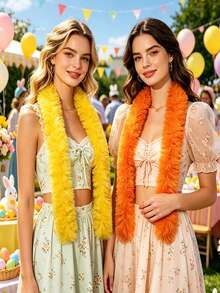 1pc Feather Boa, Diy Party Costume Accessory, Colorful Feather Boa Scarf Decor, Suitable For Birthday Party, Various Festivals And Celebrations Halloween, Christmas, Racing, Tea Party, New Year's Eve, Concert - Multicolor - View 2