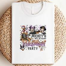 Oversize T-Shirt Disney Vintage Mickeys Not So Scary Halloween Party 2025 100% Cotton For Women, Durable High Quality Fabric For Long Lasting Wear - 白色 - 查看 1