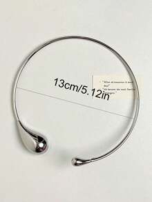 1 pieza Collar gargantilla de gota de agua grande con textura metálica de lava líquida para mujeres, diseño geométrico minimalista retorcido, adecuado para fiestas, regalos, uso diario, ir a la oficina - Plateado - Ver 3