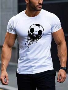 Men's Crew Neck T-Shirt, Printed Shirt For Football Fans And Casual Shirt, Ideal For Sporting Events And Casual Wear, Made Of Comfortable Cotton. 2026 - 白色 - 查看 1