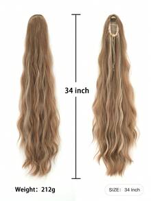 7JHH WIGS Damen 34" Karamell-Blond Highlight Lockig-Wellig Pferdeschwanz-Extension | Mit Kordelzug gesichert, weiches synthetisches Haar – ideal für den Alltag, Partys & sofortigen Volumen-Boost - Gold - Übersicht 3