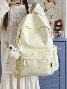1pc/5pcs Popular Plaid Star Student Backpack, Lightweight Multi-Pocket Design, Suitable For Back To School And Travel, Can Hold Textbooks And Pencil Cases, Thickened Shoulder Straps, No Plush Dog Pendant, Student Daily School Backpack - Multiple Styles - View 3