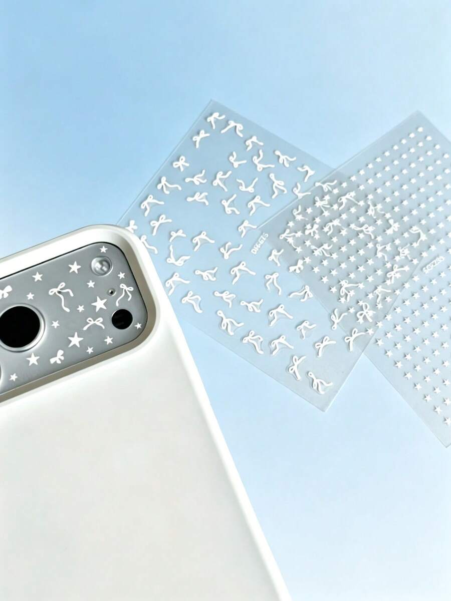 Bows And Stars DIY 貼紙-透明相機鏡頭保護膜貼紙-適用於 iPhone 17 Pro Max、17 Pro、17、16 Pro Max、16 Pro、16、15 Pro Max、15 Pro、15、14 Pro Max、14 Pro、14、13 Pro Max、13 Pro,時尚 DIY 鏡頭貼紙 - 彩色 - 查看 1