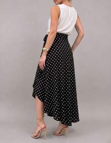 Long Wrap Skirt With Tie Fashion Blogger - Black Poa - View 2
