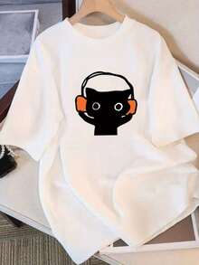 2026 Women's Blouses 2025 Summer, Loose Round Neck T-Shirt, Versatile, Women's Clothing, Comfortable, Casual, Popular, Daily Vitality, Short Sleeve - 白色 - 查看 1