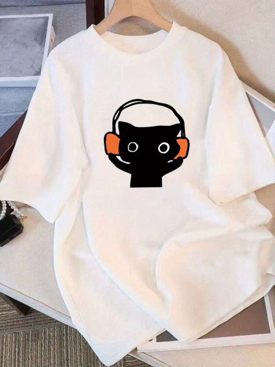 2026 Women's Blouses 2025 Summer, Loose Round Neck T-Shirt, Versatile, Women's Clothing, Comfortable, Casual, Popular, Daily Vitality, Short Sleeve - 白色 - 查看 1