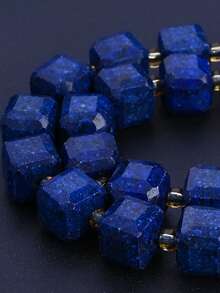 1 Strand 6/8/10MM Natural Faceted Stone Square Lapis Lazuli Loose Spacer Beads For Jewelry DIY Making Bracelet Accessories - Multicolor - View 3