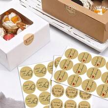 500pcs Kraft Paper English Thank You Doodle Roll Stickers, 1.51 Inch Round, 9 Styles To Choose From, Office Stationery Stickers, Holiday Party, Card Envelope Creative Gift DIY Packaging Baking Seal Stickers School Supplies - Kraft Paper Thank You - View 9