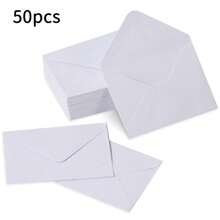 50pcs/10pcs Mini Envelopes, Self-Adhesive Kraft Paper Envelopes, Suitable For Wedding Thank You Cards, Valentine's Day And Christmas Gifts - White - View 8