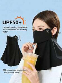 1pc Women's UV Protection Face Mask, Covers Neck & Shoulders, Outdoor Riding Sun Visor, Washable, Full Face UV Protection Mask With Mesh, Convenient Drinking Design, 3D Fit For Outdoor Activities, Sun Protection, Cycling, Driving, Summer Accessory - Multicolor - View 2