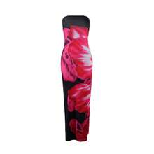 Sexy, Fitted, Printed, Strapless Dress With A Slit And A Body-Hugging Cut. - 黑色 - 查看 1