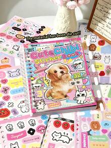 1600+件元素 32張可愛動物貼紙書 雙線圈裝訂 模切設計 DIY手帳/水壺/筆記本裝飾貼紙素材書 - 長方形 - 查看 9