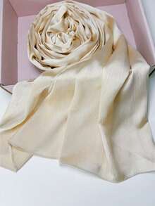 Crinkled Satin Headscarf, Single Or 2 Packs, No Gift Box Included - Beige - View 3