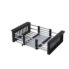 ASEANAO - Estante de secado de cocina de acero inoxidable, cesta de drenaje retráctil con reposabrazos ajustable, estante para secar platos sobre el fregadero pequeño - Negro pequeño - Ver 1