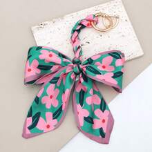 1pc Women's Fashion Versatile Multi-Color Silk Scarf Bow Handmade Woven Pendant, Exquisite Bag Decoration Accessory, Personalized Car Hanging Slouchy Keychain Ribbon, Anti-Loss Convenient Hanging, Suitable For Dates, Gatherings, Birthday Parties - Multicolor - View 5