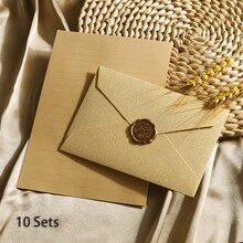 3-Piece Luxury Linen Envelope & Stationery Set With Wax Seal Stamp, Suitable For DIY Gifts, Wedding Invitations And Office Use - 3-piece - View 20