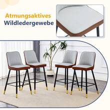Set Of 2 Bar Stools / 100 Cm High. Stylish Bar Stools / Black PU Leather And Comfortable Footrest / Available In Several Colors / 120 Kg Load Capacity / For Restaurants, Bars And Living Rooms - 棕色+黑色+淺灰色 - 查看 7