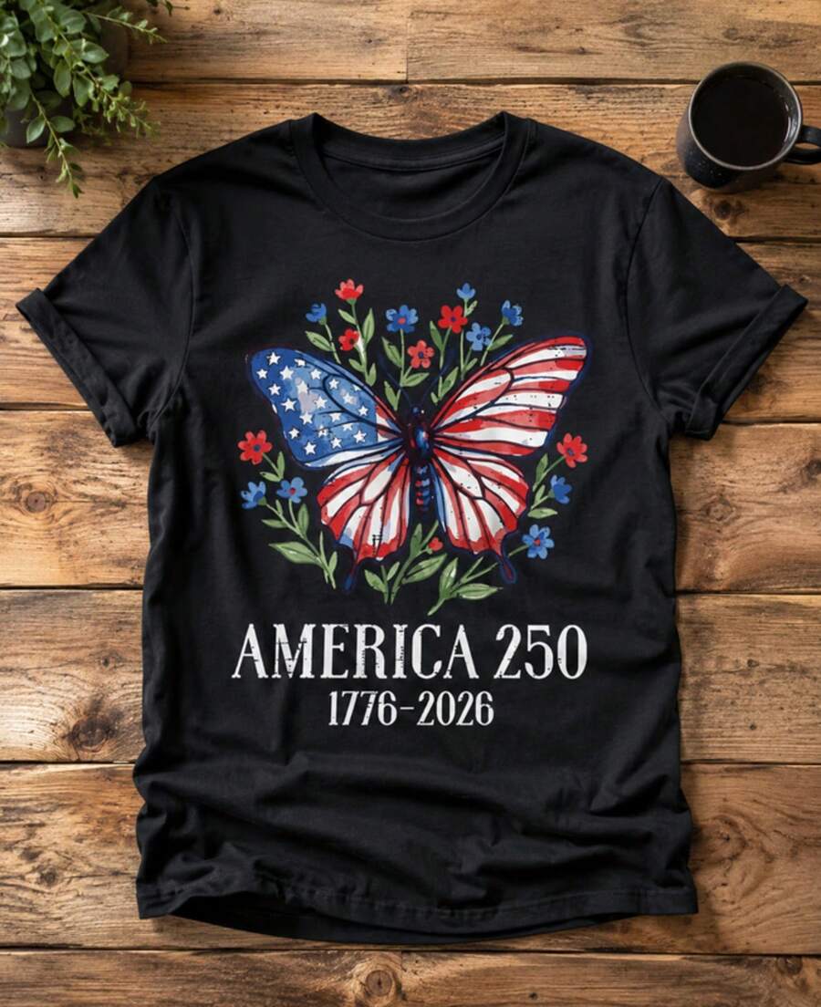 Vintage America 25 Years 1776 226 US Flag T-Shirt Patriotic 4th Of July Tee - 黑色 - 查看 1