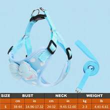 PETCHIC Conjunto de Arnés y Correa para Perros con Lunares Lindos - Chaleco para Cachorros sin Estrangulamiento con Lazo 3D, Arnés para Gatos de Malla Suave y Transpirable a Prueba de Escape, Conjunto para Pasear Mascotas Lavable a Máquina para Perros Pequeños y Medianos - Multicolor - Ver 20