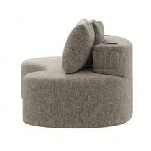 Linen Sofa With 4 Cushions, High Density Foam Filling And Springs, Drink Holder & Side Pockets – - Khaki 4 Seat - View 9