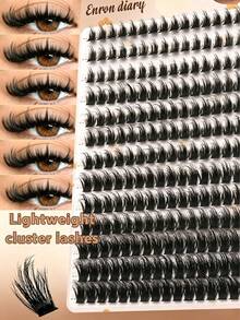 D-Curl 100D Spike Evil Lash Clusters 208 قطعة، رموش عنقودية مانجا ناعمة وكثيفة بحجم درامي، إضافات رموش DIY طويلة الأمد ومقاومة للماء مناسبة للإطلالات الخارجية والعطلات الصيفية - D - مشاهدة 7