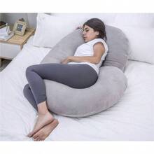 funda de almohada de embarazo en forma de C, funda de repuesto de terciopelo transpirable con cierre para almohada de maternidad, funda gris - Gris - Ver 5