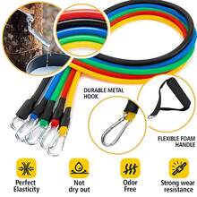 11pcs Multi-Function TPE Resistance Band Set, Multiple Tension Levels - Anti-Slip, Anti-Break, Stackable - Includes Foam Handles, Elastic Fitness Bands, Ankle Straps, Door Anchor, Suitable For Home, Gym, Yoga, Pilates Full Body Workout "Suitable For Beginners, 10 Sets Per Day, 100 Reps Per Set, Better Results" - A - View 8