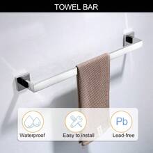 Juego de 5 piezas de accesorios de baño con toallero, soporte de papel higiénico con estante, montado en la pared, de oro cepillado, acero inoxidable, juego de accesorios de baño - Cromo pulido - Ver 2