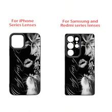 1 buah Casing Ponsel Bahan TPU Motif Kucing & Bunga Lili dengan Kutipan Cinta, Kompatibel dengan iPhone 17 Pro Max/17/16 Pro Max/15/13/12/11/ S20 FE/A15/S24/A55/ Note 11/Note 12/Note 13 Pro, Pelindung Lembut Anti Jatuh Cakupan Penuh - Hitam - View 7
