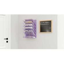 Five-Tier Wall-Mounted Metal File Rack/Storage Rack For Newspapers And Magazines, Office Supplies, Bookends, And Document Holders. - Purple - View 4