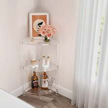 1SET Acrylic Triangle Corner Combination Table 2-Layer 3-Layer 4-Layer Storage Table - White - View 2