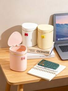 Mini Desktop Trash Can With Rotating Lid, Plastic Waste Basket, Suitable For Home Office Kitchen Bedroom Vanity, Compact Waste Container, Small Trash Can For Desktop Organization, Portable Trash Storage, Suitable For Daily Home Use - View 3