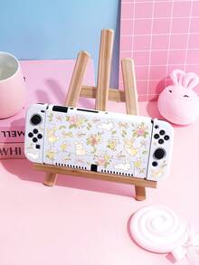 Conejo de dibujos animados lindo, flor de rosa francesa, patrón de lazo Funda protectora para Switch/Switch 2da generación/Carcasa protectora transparente con brillo, compatible con el nuevo Switch 2 (2025)/Switch NS/Switch OLED/Lite, adecuada y compatible con accesorios de consola de juegos Switch, juego completo, bolsa de almacenamiento, carcasa base con ranura para tarjeta, caja de almacenamiento de tarjetas de juego, funda protectora para Switch, mejor regalo compatible con jugadores de Switch - Multicolor - Ver 18