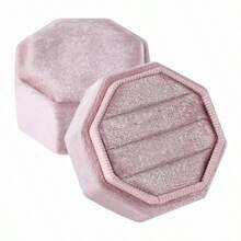 1pc Personalized Octagonal Velvet Ring Box, Customized Letter Combination Ring Holder, Wedding Ring Box, Engagement Ring Box, Anniversary Jewelry Gift Storage Case - Multicolor - View 19