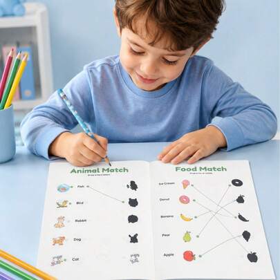 子供用楽しいマッチングゲームノート、早期教育動物&交通認知練習帳、新学期シーズンの学習教材、先生の教室報酬ノート