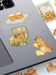 YWWBLD 50pcs Cute Capybara Stickers For Suitcase, Scrapbook, Skateboard, Guitar Storage Box, Decorative DIY Transparent Stickers - Multicolor - View 4