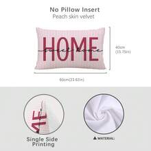 1pc Minimalist Daily Pink Striped Warm Home Slogan "Sweet Home" Text Illustration Cushion Cover, Single-Sided Printed Peach Skin Velvet Material, 30*50/40*60CM Pillowcase Suitable For Modern Minimalist Sofa Living Room Decor, Party Decoration, Gift Giving - Multicolor - View 10