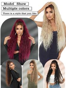 7JHH WIGS 36-Inch Extra Long Deep Water Wave Ponytail Extension – Black Drawstring & Clip-In Synthetic Hairpiece, Perfect For Women's Daily Wear And Party Use - Black - View 6