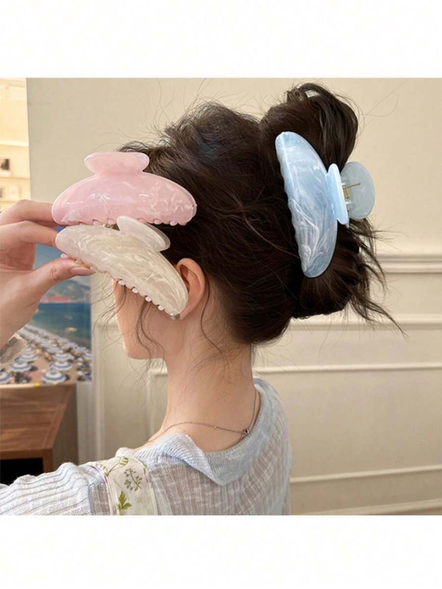 2 kẹp tóc họa tiết vân đá cẩm thạch phù hợp đeo hàng ngày - Nhiều màu - Xem 1
