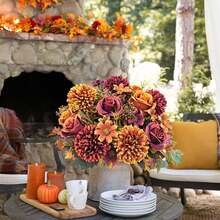 1PC Simulation Autumn Colored Ball Chrysanthemum Rose, Artificial Flower, Realistic Texture, Suitable For Vase, Home, Hotel Room, Wedding Decoration, Table Decoration, Birthday Gift, Autumn Decoration And Other Occasions - Orange - View 4
